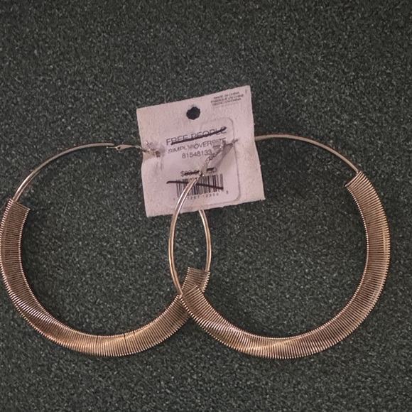 Free People Textured Gold Hoop Earrings - Picture 2 of 3